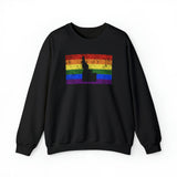 Idaho Pride Flag Sweater: Rainbow LGBTQ+ State Silhouette Distressed Sweatshirt