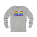 Alaska Pride Flag Long Sleeve Tee: Rainbow LGBTQ+ State Silhouette Distressed Long Sleeve T-Shirt