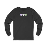 Genderqueer Flag Hearts Long Sleeve Tee: Pride LGBTQ+ Gradient Design