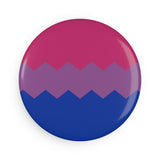 Bisexual Pride Flag Magnet: Wavey Round Button for Fridge