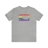 Oklahoma Pride Flag Tee: Rainbow LGBTQ+ State Silhouette Distressed Shirt