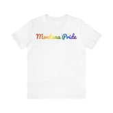 Montana Pride T-Shirt: Flowing Cursive Design with LGBTQ+ Gradient