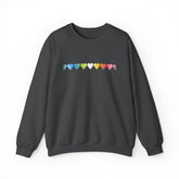 Queer Flag Hearts Sweatshirt: Pride LGBTQ+ Gradient Design
