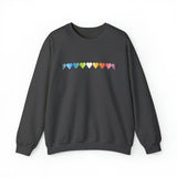Queer Flag Hearts Sweatshirt: Pride LGBTQ+ Gradient Design