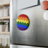 Pride Flag Magnet: Wavey Round Button for Fridge