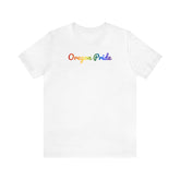 Oregon Pride T-Shirt: Flowing Cursive Design with LGBTQ+ Gradient