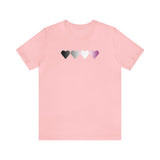 Asexual Flag Hearts T-Shirt: Pride LGBTQ+ Gradient Design