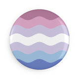 Bigender Pride Flag Magnet: Ripple Round Button for Fridge