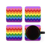 LGBTQ+ Flag Coaster Set: 4 Corkwood Wavey Drink Coasters