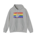 West Virginia Pride Flag Hoodie: Rainbow LGBTQ+ State Silhouette Distressed Hooded Sweatshirt