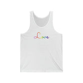 Rainbow Love Script Tank: Subtly Elegant Pride Tank-Top