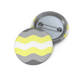 Demigender Pride Flag Pin: Round Button with Wavey Design