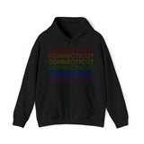 Connecticut LGBTQ+ Pride Flag, Faded Black Hoodie
