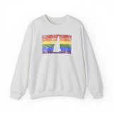 New Hampshire Pride Flag Sweater: Rainbow LGBTQ+ State Silhouette Distressed Sweatshirt