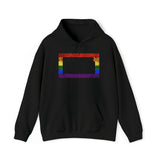 Kansas Pride Flag Hoodie: Rainbow LGBTQ+ State Silhouette Distressed Hooded Sweatshirt