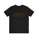 Connecticut LGBTQ+ Pride Flag, Faded Black T-Shirt