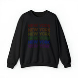 New York LGBTQ+ Pride Flag, Faded Black Sweater