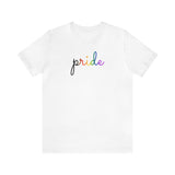 Philly Pride Flag T-Shirt: Flowing Cursive 'Pride' in Gradient Hues