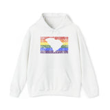 South Carolina Pride Flag Hoodie: Rainbow LGBTQ+ State Silhouette Distressed Hooded Sweatshirt