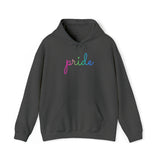 Polysexual Pride Hoodie: Flowing Cursive 'Pride' in Gradient Hues