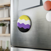 Nonbinary Pride Flag Magnet: Ripple Round Button for Fridge