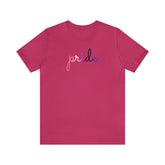 Genderfluid Pride T-Shirt: Flowing Cursive 'Pride' in Gradient Hues