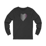 Asexual Heart Lines Long Sleeve T-Shirt: Pride Gradient Tee