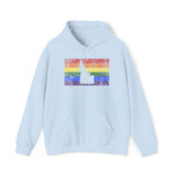 Idaho Pride Flag Hoodie: Rainbow LGBTQ+ State Silhouette Distressed Hooded Sweatshirt