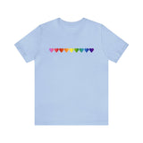 Gilbert Baker Pride Flag Hearts T-Shirt: Pride LGBTQ+ Gradient Design