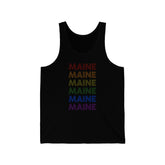 Maine LGBTQ+ Pride Flag, Faded Black Tank-Top