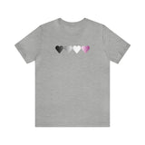 Asexual Flag Hearts T-Shirt: Pride LGBTQ+ Gradient Design