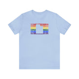 Utah Pride Flag Tee: Rainbow LGBTQ+ State Silhouette Distressed Shirt