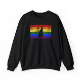 New Hampshire Pride Flag Sweater: Rainbow LGBTQ+ State Silhouette Distressed Sweatshirt