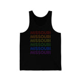 Missouri LGBTQ+ Pride Flag, Faded Black Tank-Top