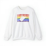 West Virginia Pride Flag Sweater: Rainbow LGBTQ+ State Silhouette Distressed Sweatshirt