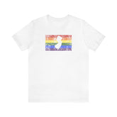 New Jersey Pride Flag Tee: Rainbow LGBTQ+ State Silhouette Distressed Shirt