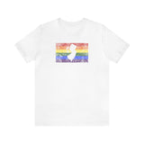 New Jersey Pride Flag Tee: Rainbow LGBTQ+ State Silhouette Distressed Shirt