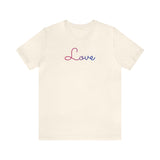 Bisexual Love Script Tee: Subtly Elegant Pride T-Shirt