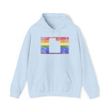 Utah Pride Flag Hoodie: Rainbow LGBTQ+ State Silhouette Distressed Hooded Sweatshirt