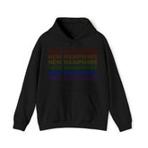 New Hampshire LGBTQ+ Pride Flag, Faded Black Hoodie
