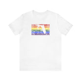 Florida Pride Flag Tee: Rainbow LGBTQ+ State Silhouette Distressed Shirt