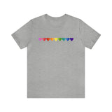 Gilbert Baker Pride Flag Hearts T-Shirt: Pride LGBTQ+ Gradient Design