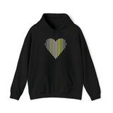 Demigender Heart Lines Hoodie: Pride Gradient Sweater