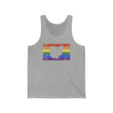 Ohio Pride Flag Tank: Rainbow LGBTQ+ State Silhouette Distressed Tank-Top