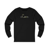 Demigender Love Script Long Sleeve T-Shirt: Subtly Elegant Pride Tee