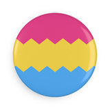 Pansexual Pride Flag Magnet: Wavey Round Button for Fridge