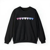 Bigender Flag Hearts Sweatshirt: Pride LGBTQ+ Gradient Design