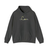 Demigender Love Script Hoodie: Subtly Elegant Pride Sweatshirt