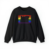 Oregon Pride Flag Sweater: Rainbow LGBTQ+ State Silhouette Distressed Sweatshirt