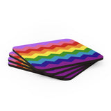 LGBTQ+ Flag Coaster Set: 4 Corkwood Wavey Drink Coasters